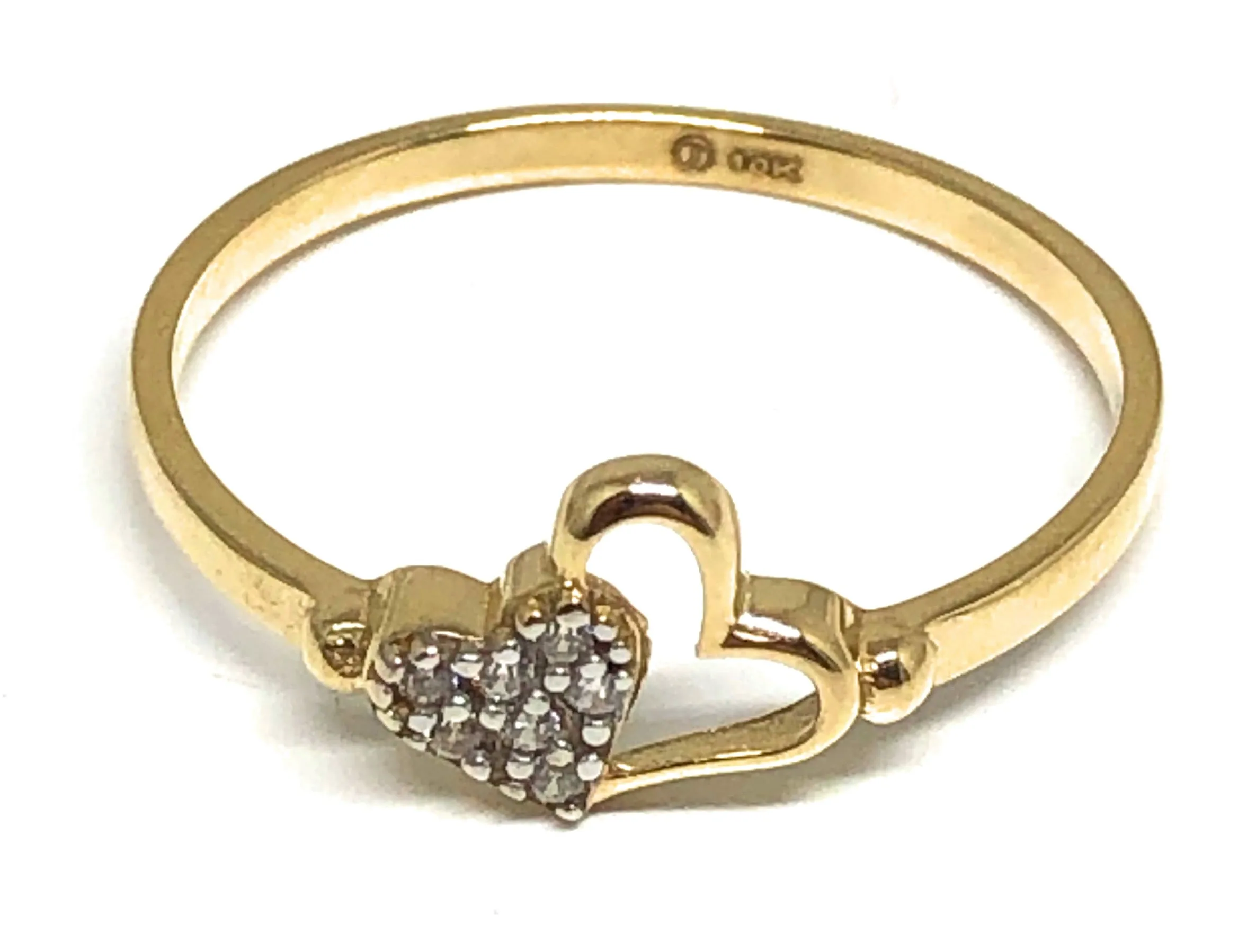 10k Solid Gold Yellow Double MINI Gold Heart CZ Ring