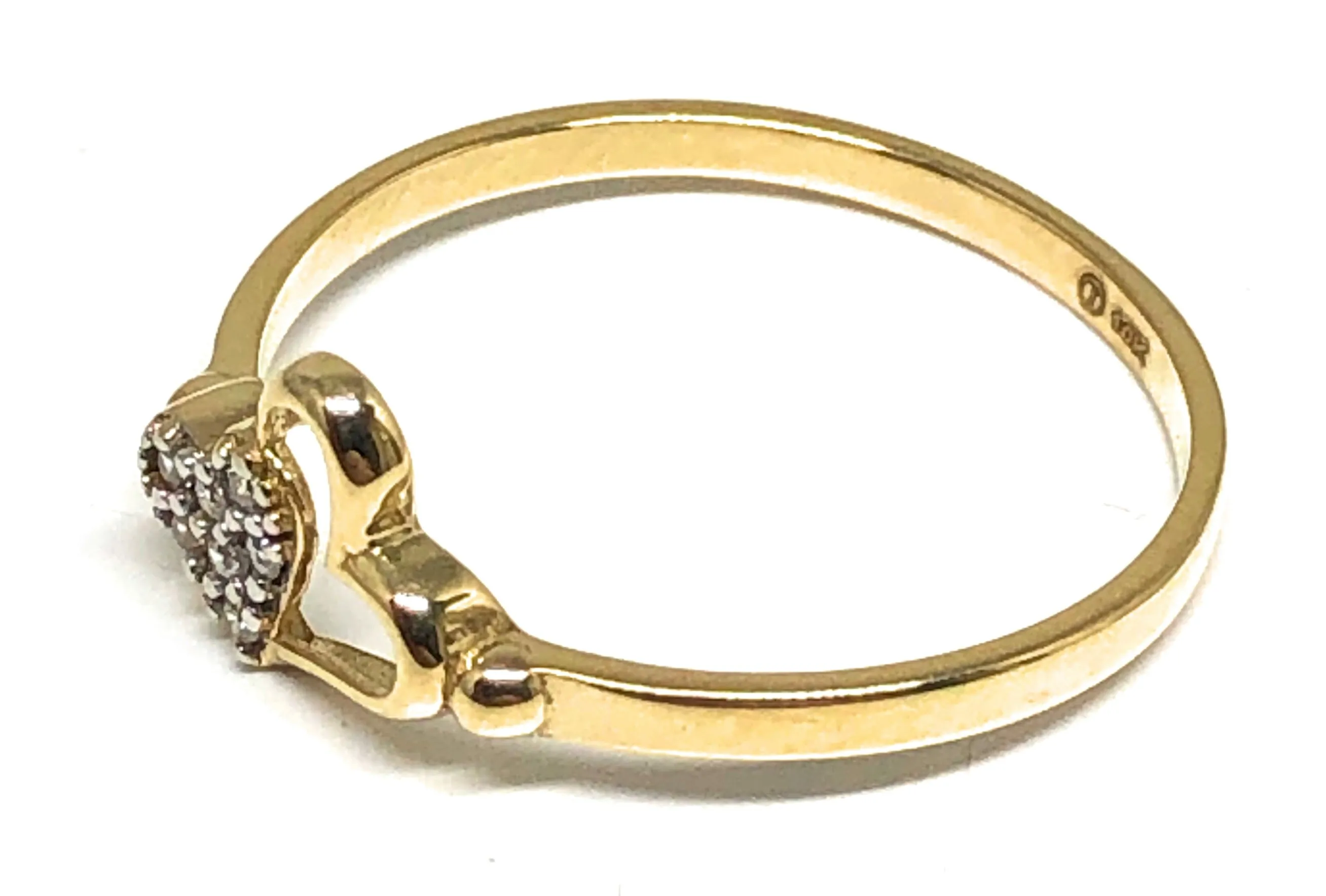 10k Solid Gold Yellow Double MINI Gold Heart CZ Ring