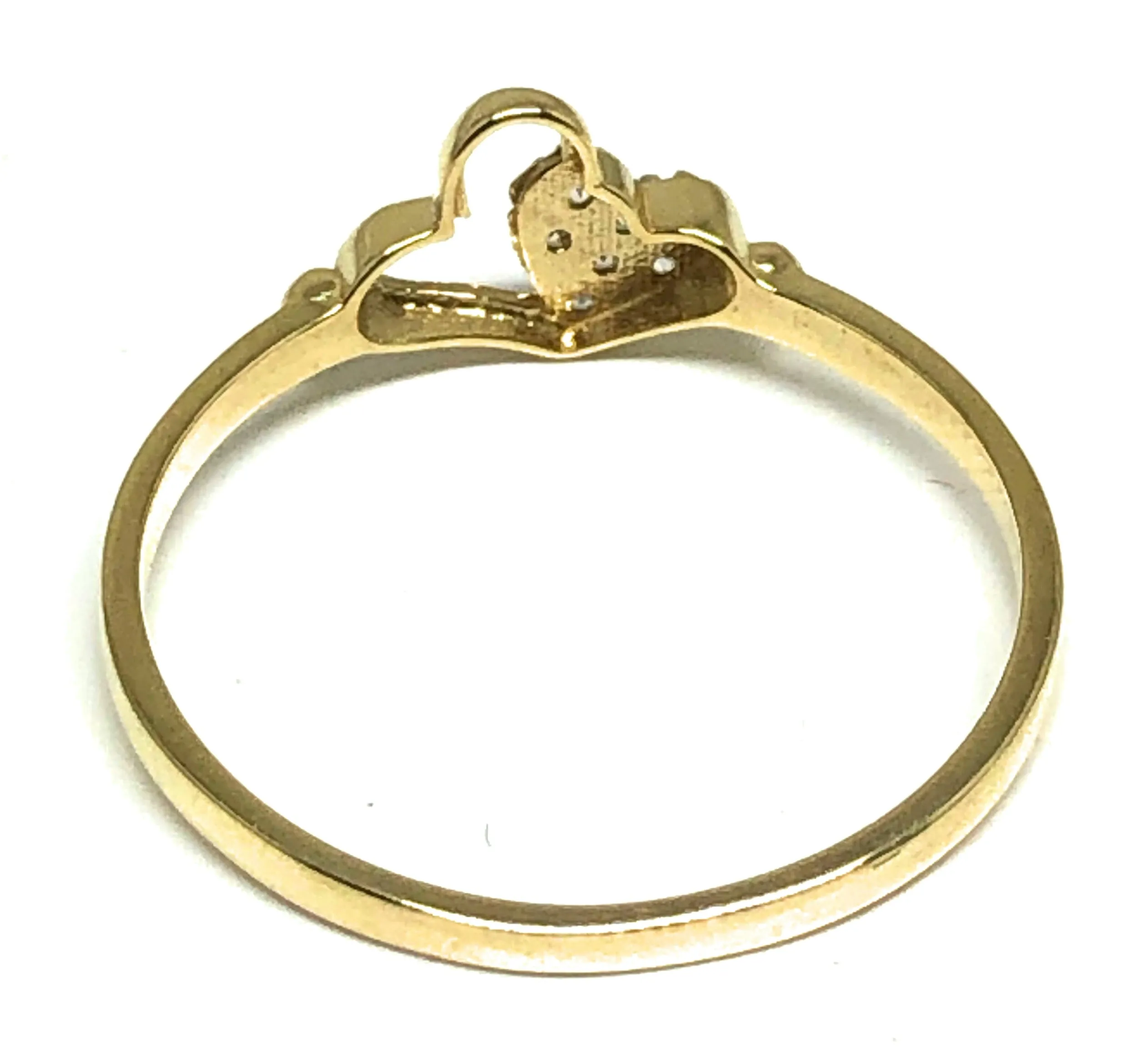 10k Solid Gold Yellow Double MINI Gold Heart CZ Ring