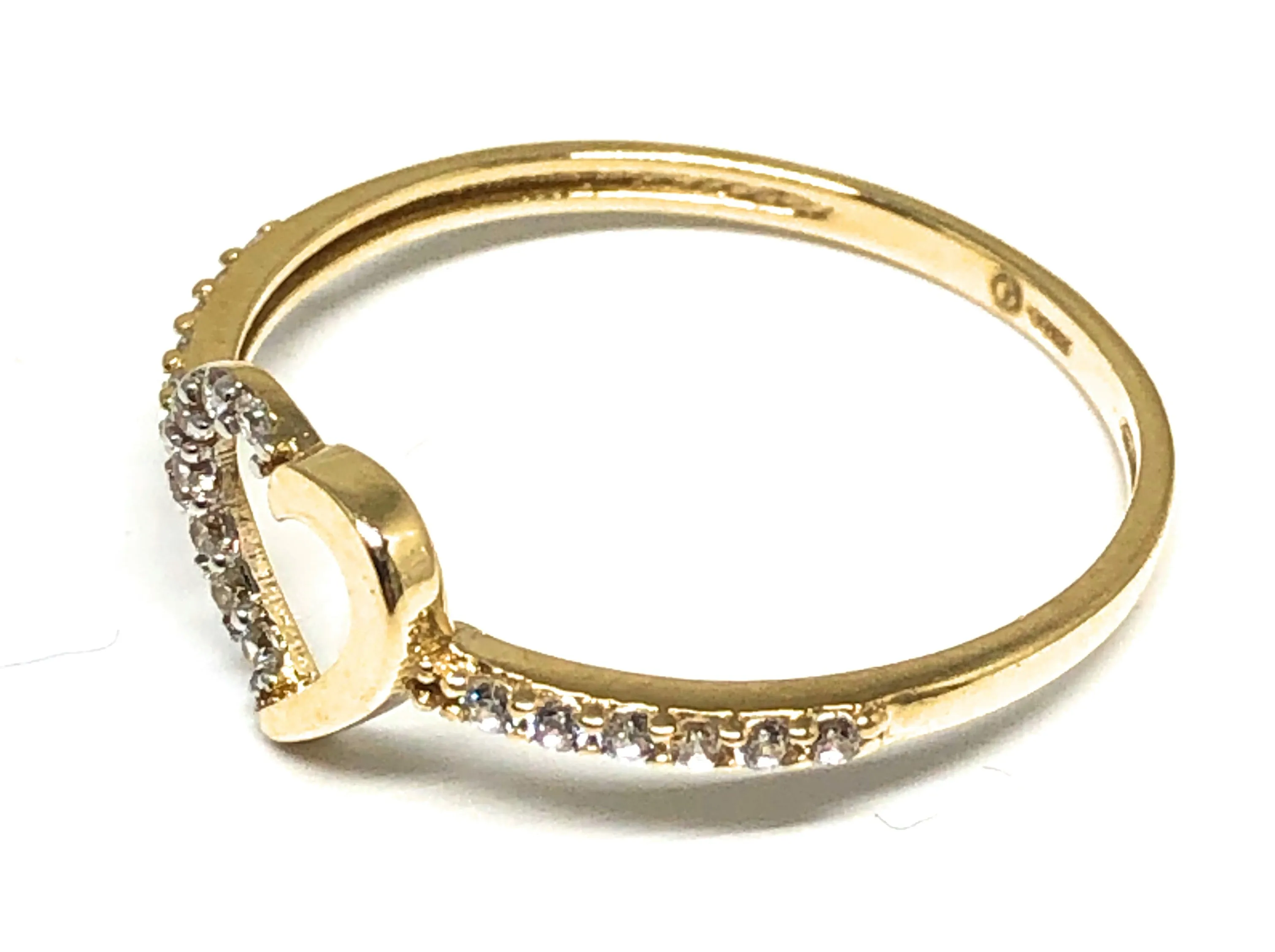 10k Solid Gold Yellow MINI Gold Heart CZ Ring