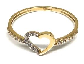 10k Solid Gold Yellow MINI Gold Heart CZ Ring