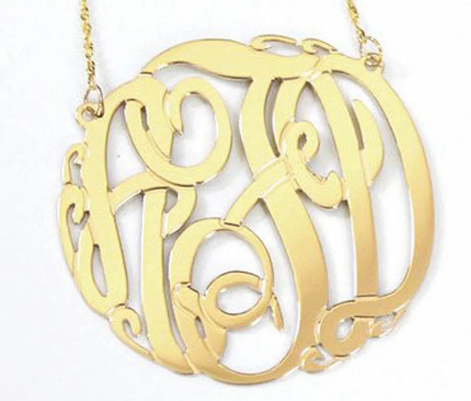 14K Gold Monogram Necklace - Big Slim