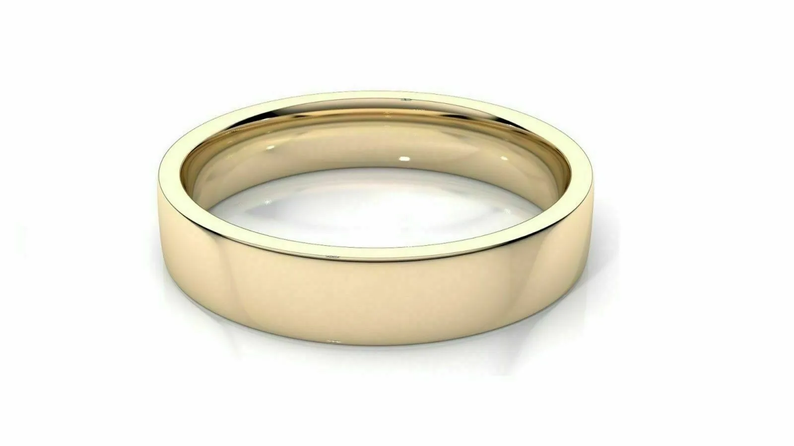 14k Solid Gold 6mm Comfort Fit Wedding Flat Band in 14k Yellow Gold All sizes 