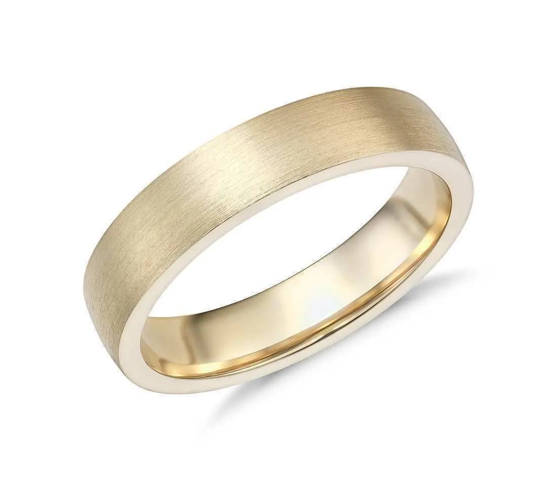 14k Solid Gold Matte Low Dome Comfort Fit Wedding Ring 5mm Custom Size Available