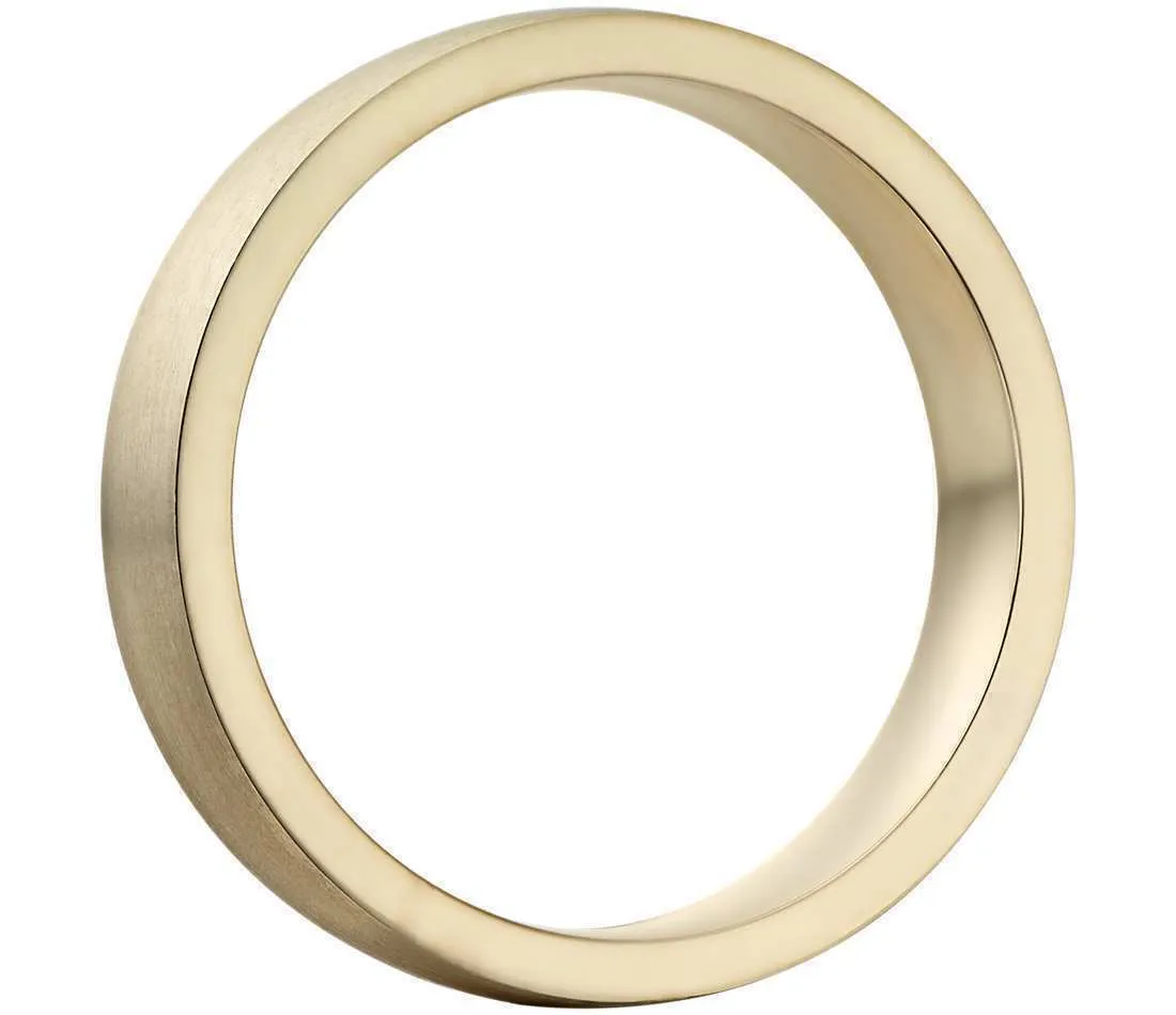 14k Solid Gold Matte Low Dome Comfort Fit Wedding Ring 5mm Custom Size Available