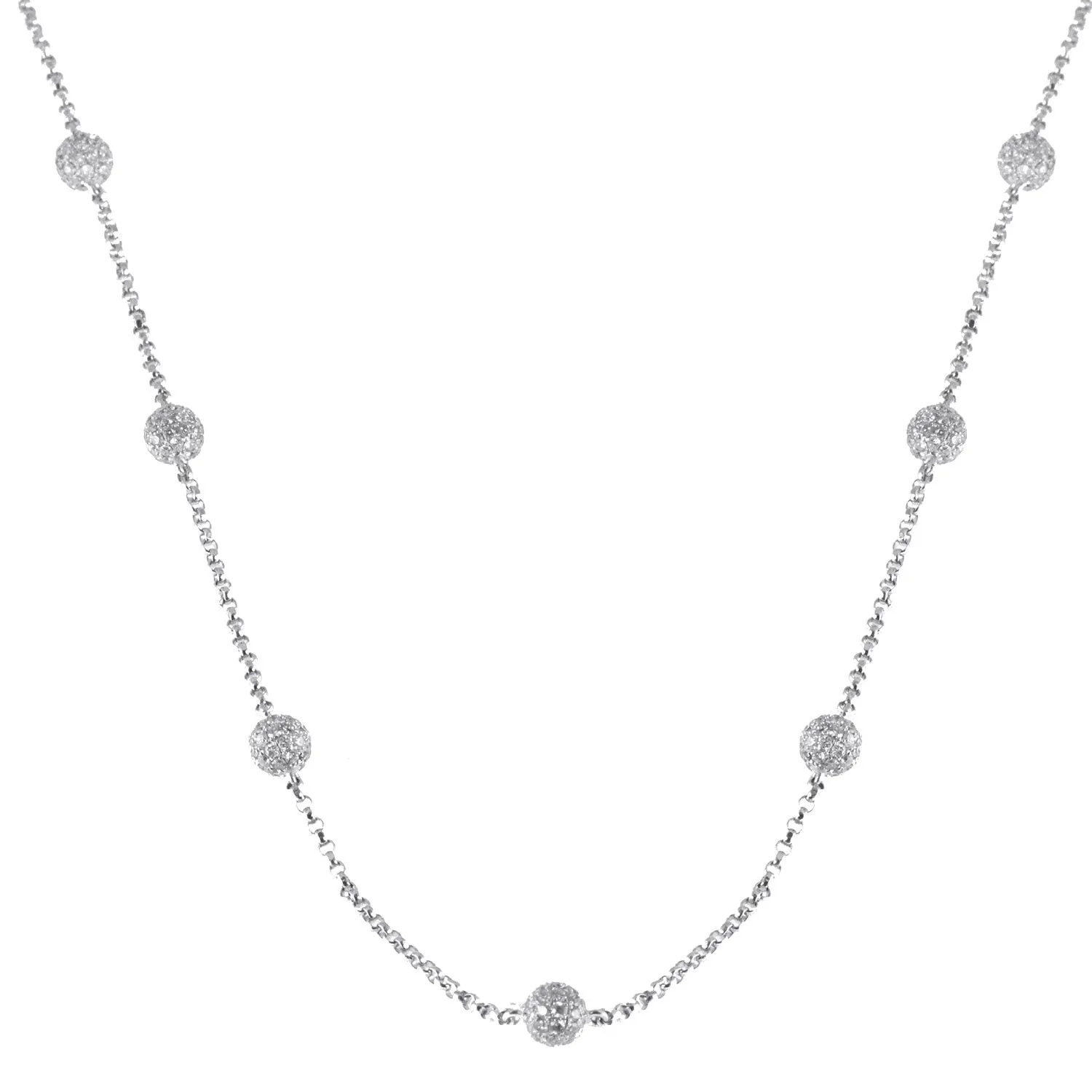 14K White Gold Diamond Ball Chain 5.90CT