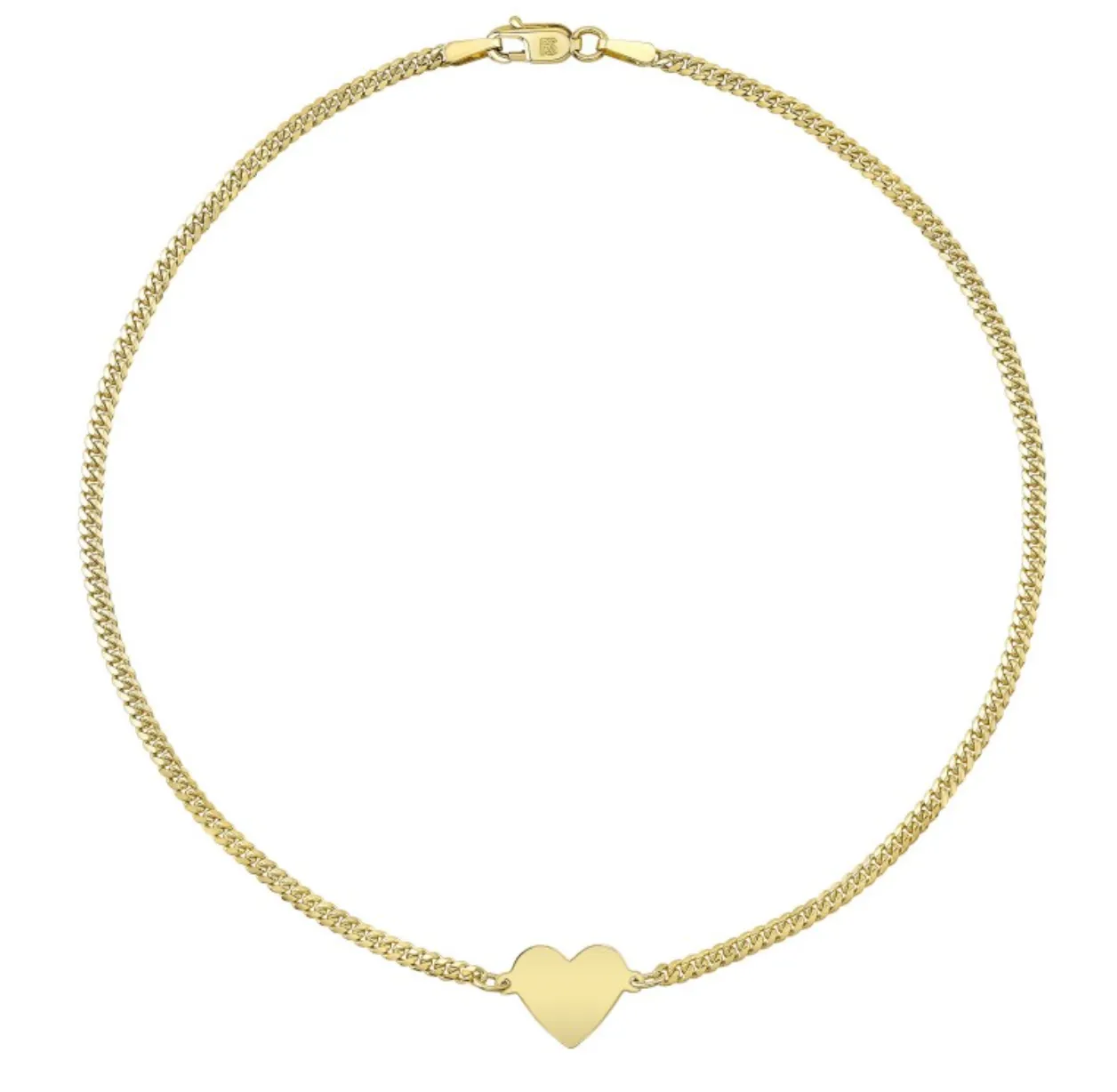 14K YELLOW GOLD FLOATING HEART MINI MIAMI CUBAN LINK ANKLET