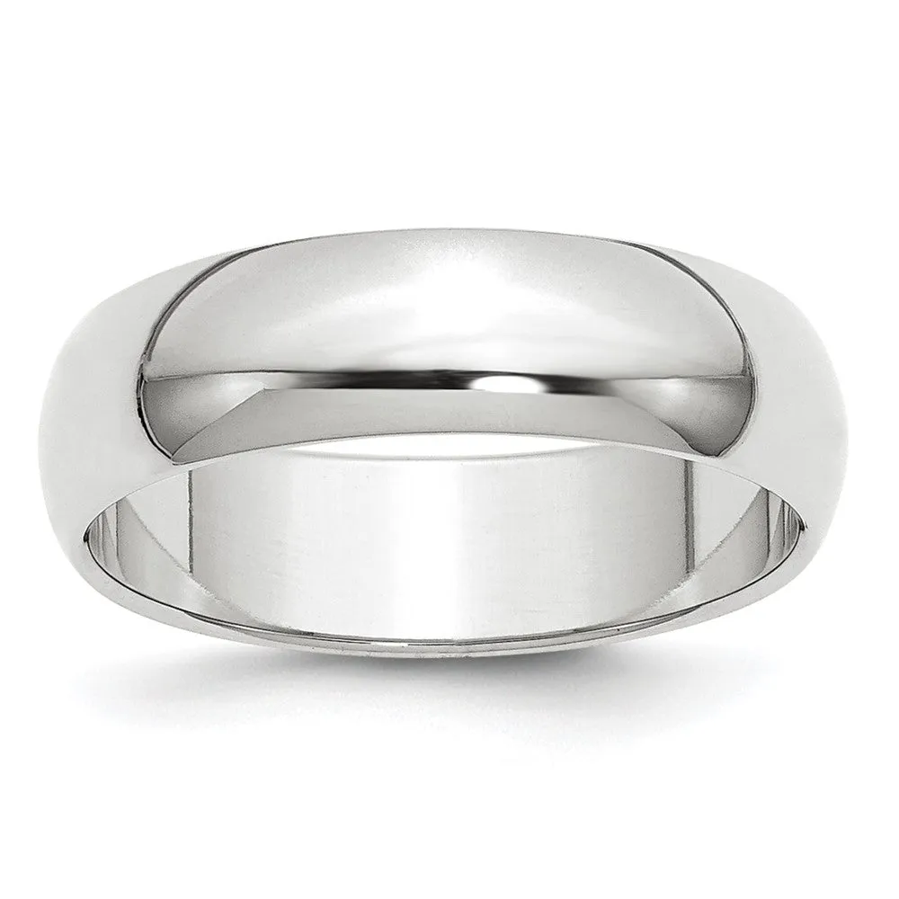 2mm to 6mm Platinum Polished Half Round Standard Fit Band