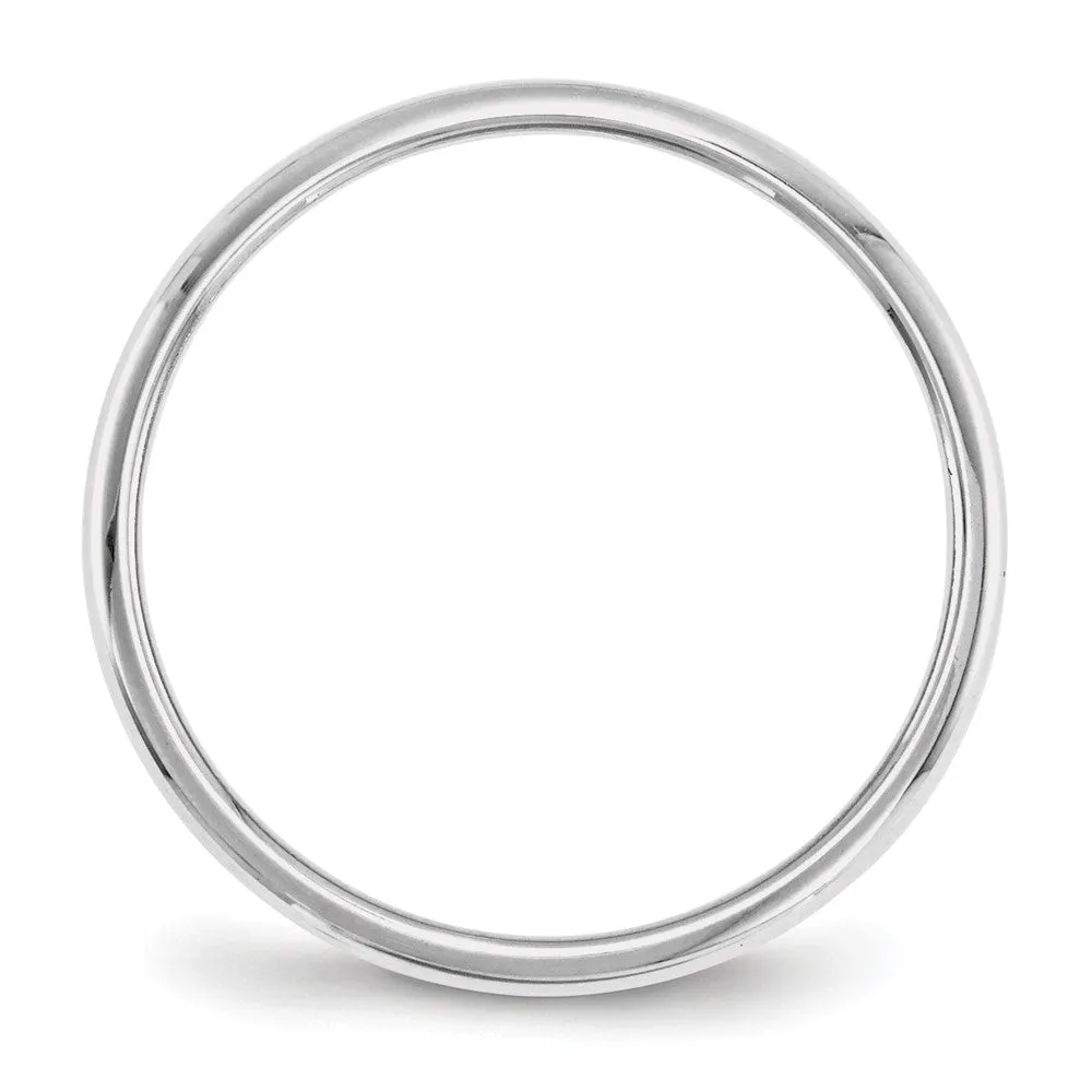 2mm to 6mm Platinum Polished Half Round Standard Fit Band