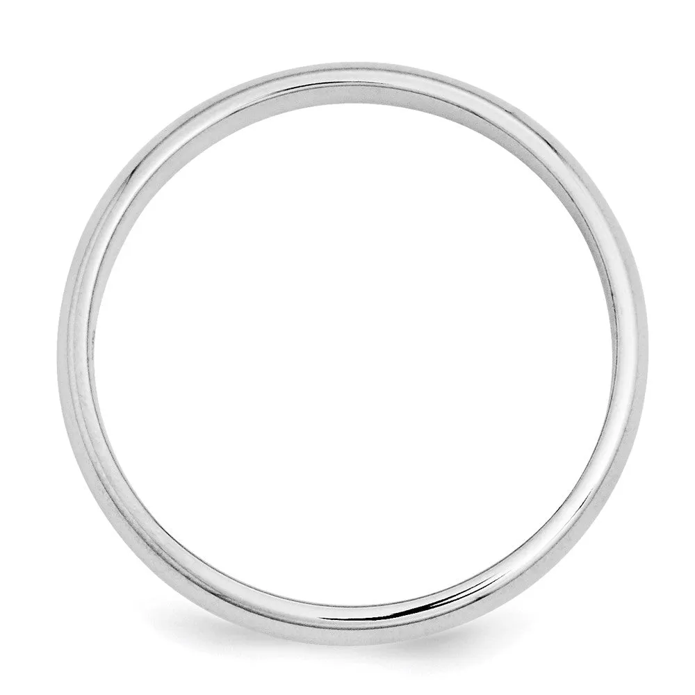 2mm to 6mm Platinum Polished Half Round Standard Fit Band