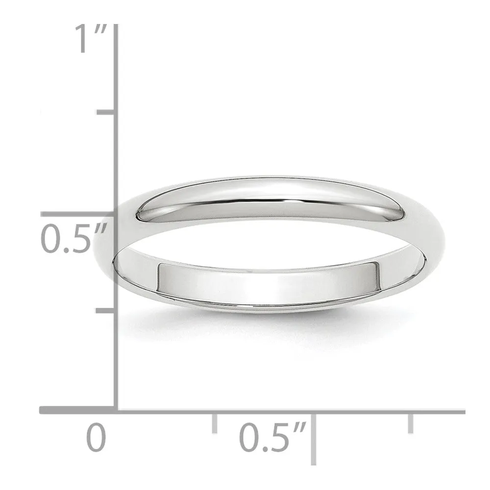 2mm to 6mm Platinum Polished Half Round Standard Fit Band