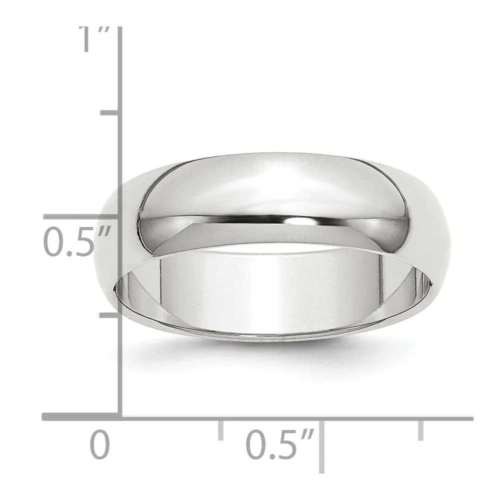 2mm to 6mm Platinum Polished Half Round Standard Fit Band