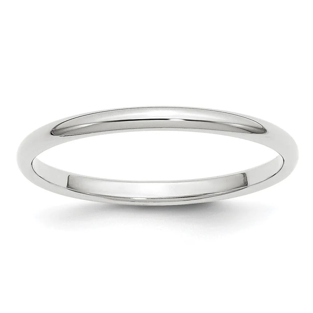 2mm to 6mm Platinum Polished Half Round Standard Fit Band