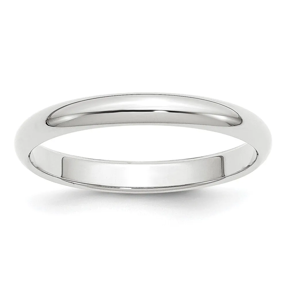 2mm to 6mm Platinum Polished Half Round Standard Fit Band