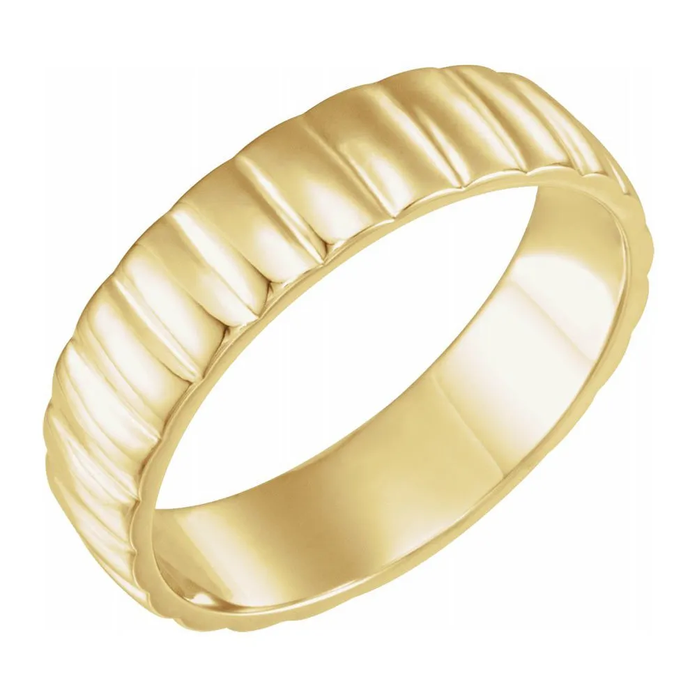 6mm 14K Yellow Gold Polished Grooved Standard Fit Band