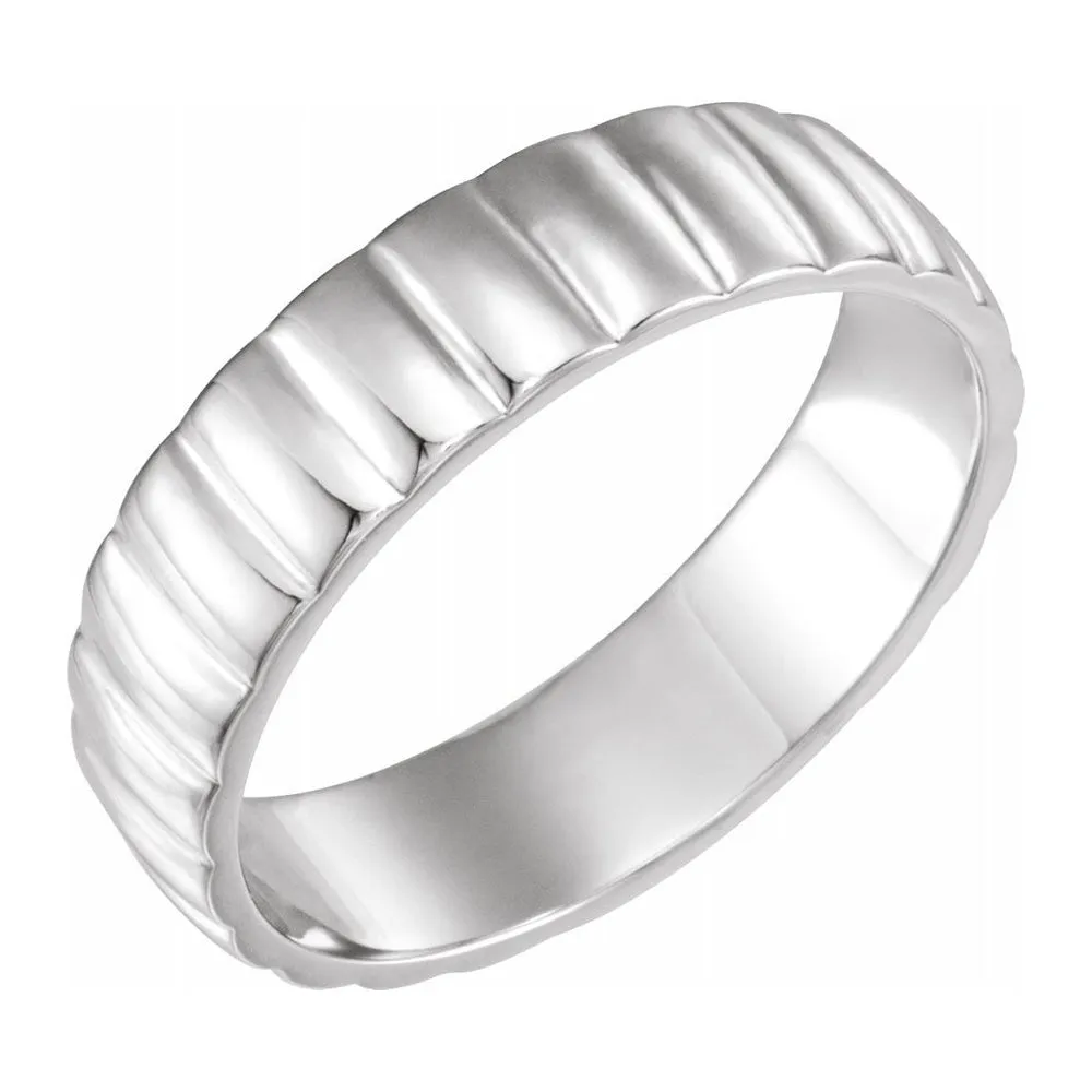 6mm Platinum Polished Grooved Standard Fit Band