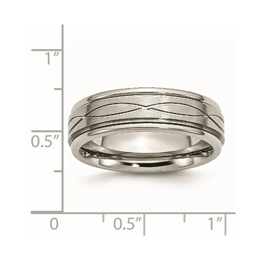 7mm Stainless Steel Crisscross Design Grooved Edge Standard Fit Band