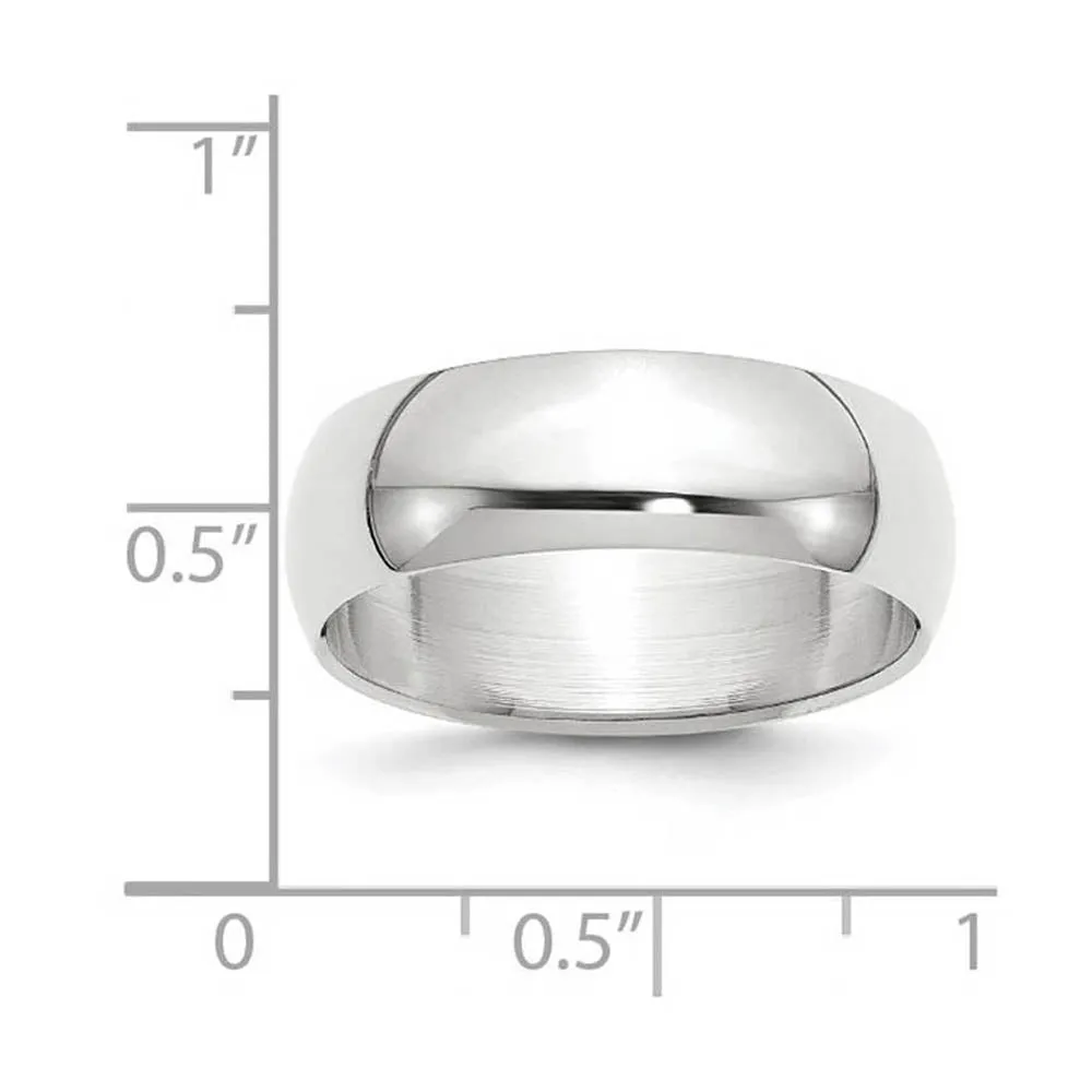 7mm to 12mm 10K White Gold Half Round Standard Fit Band