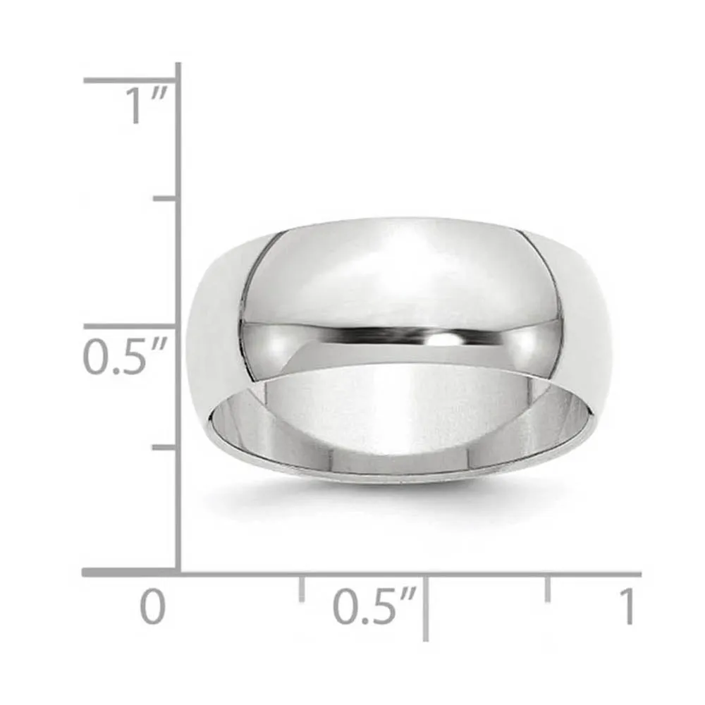 7mm to 12mm 10K White Gold Half Round Standard Fit Band