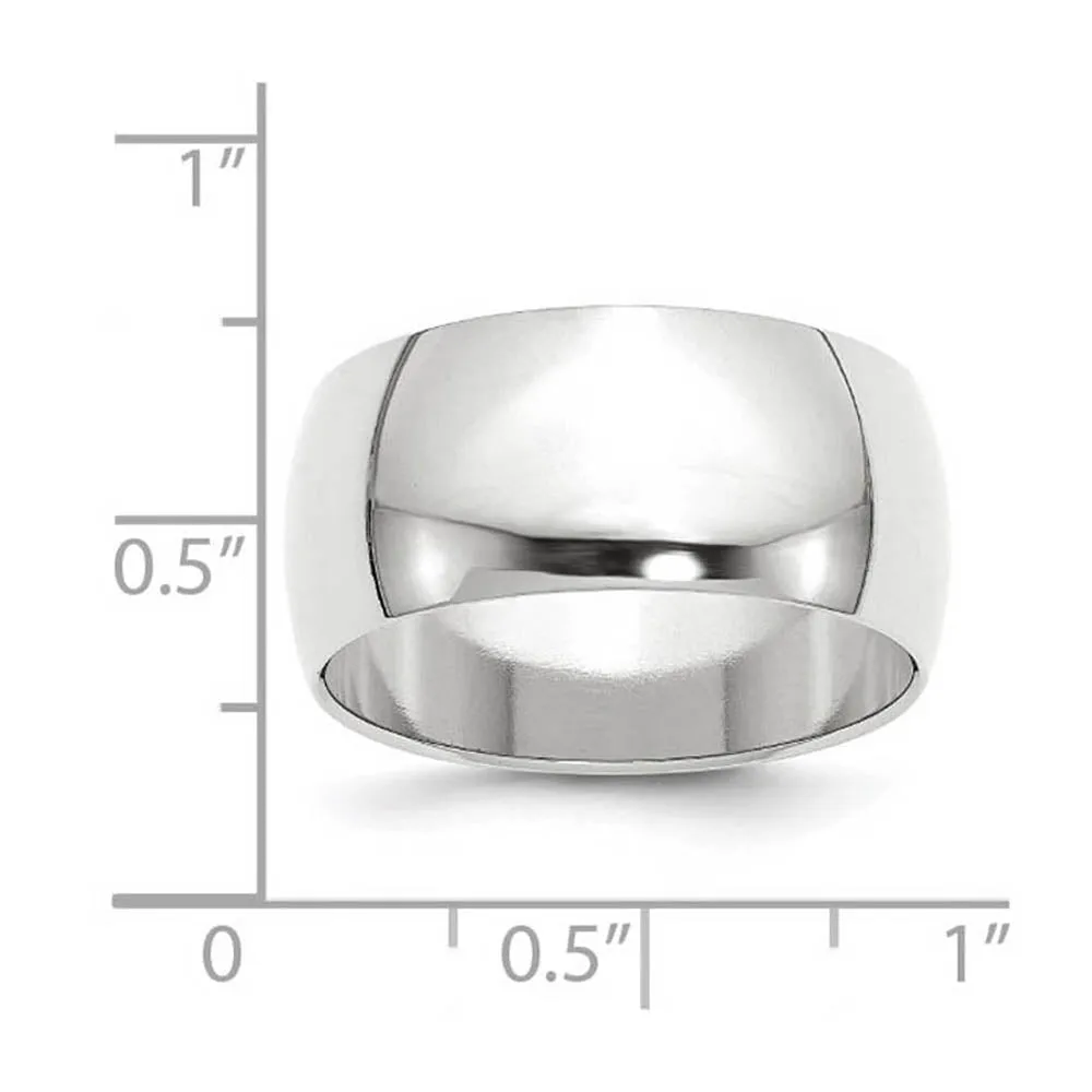 7mm to 12mm 10K White Gold Half Round Standard Fit Band