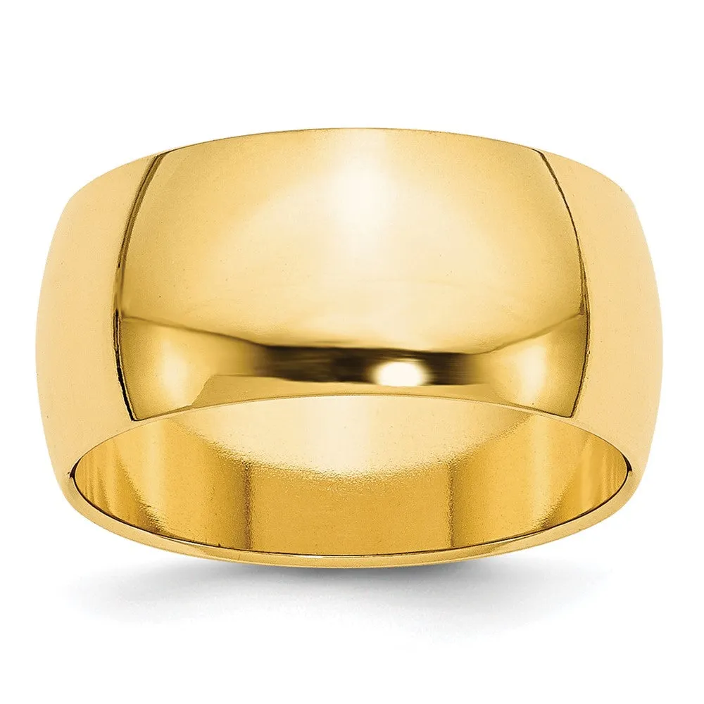 7mm to 12mm 10K Yellow Gold Half Round Standard Fit Band