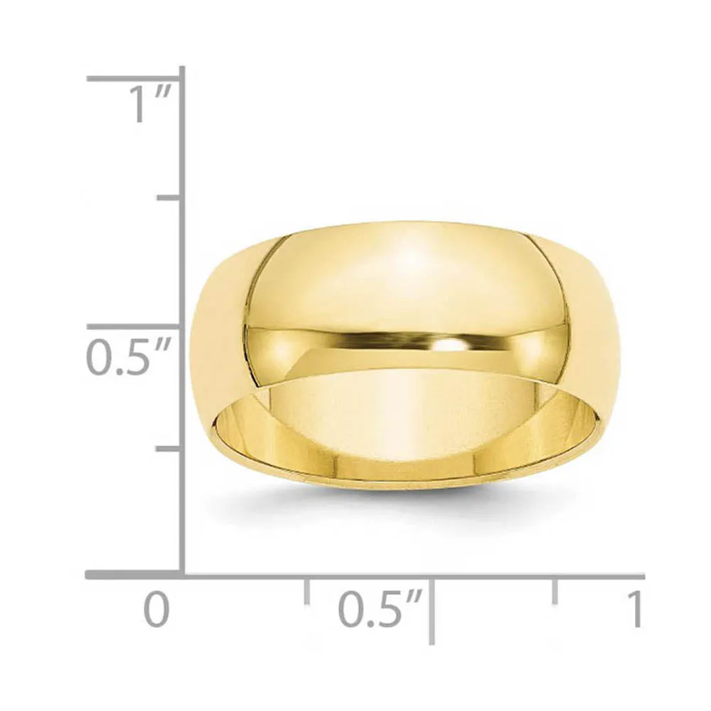 7mm to 12mm 10K Yellow Gold Half Round Standard Fit Band