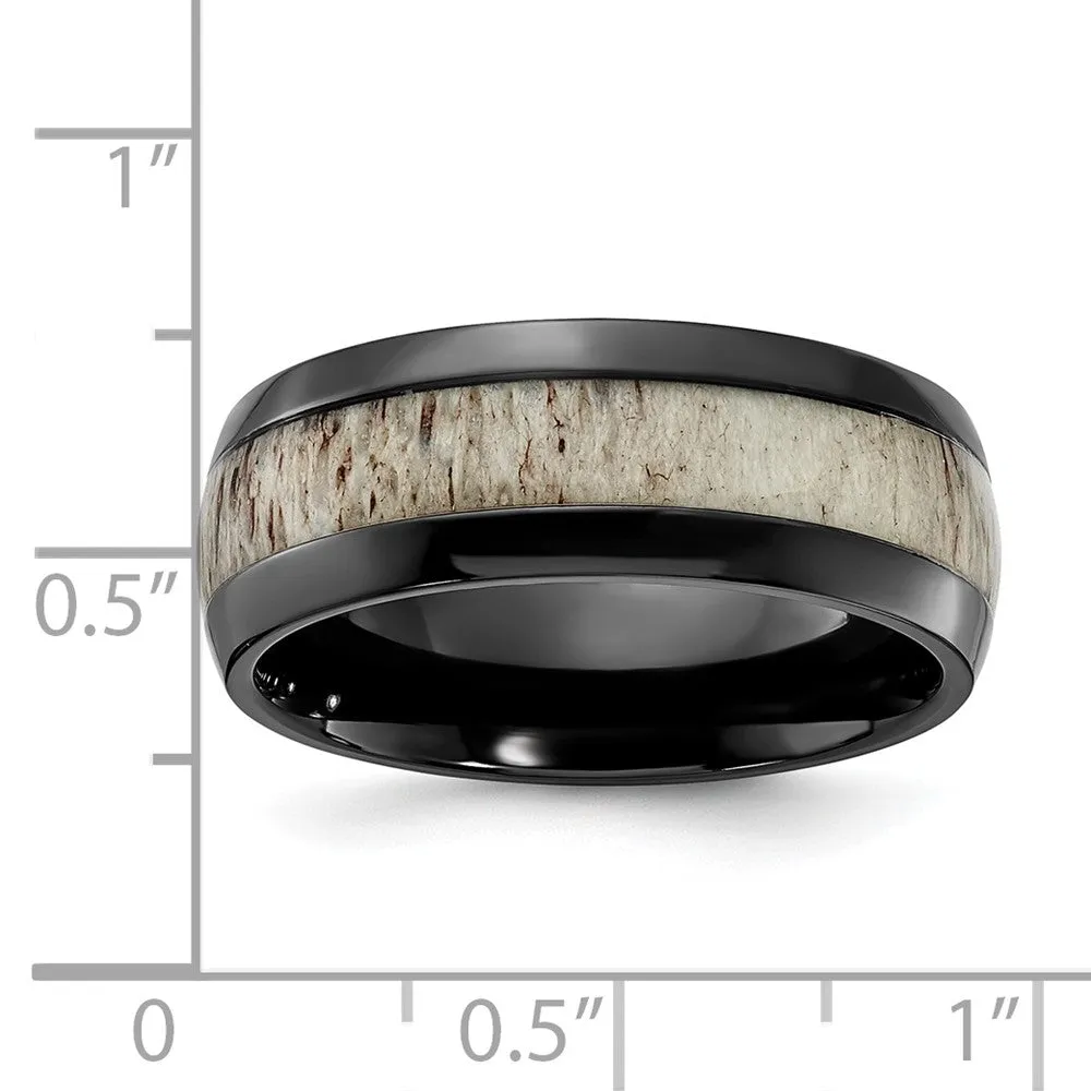 8mm Black Zirconium & White Antler Inlay Standard Fit Band