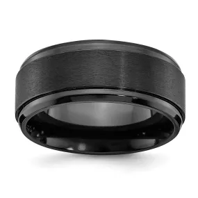 9mm Black Zirconium Ridged & Beveled Edge Standard Fit Band