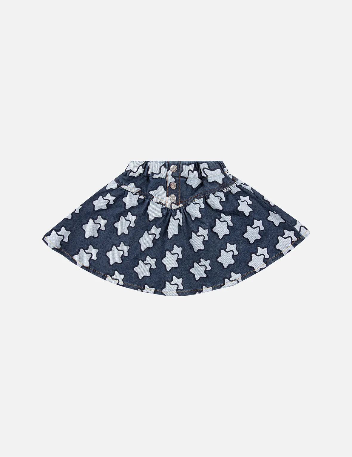 Allover Star Print Regular Fit Denim Skirt