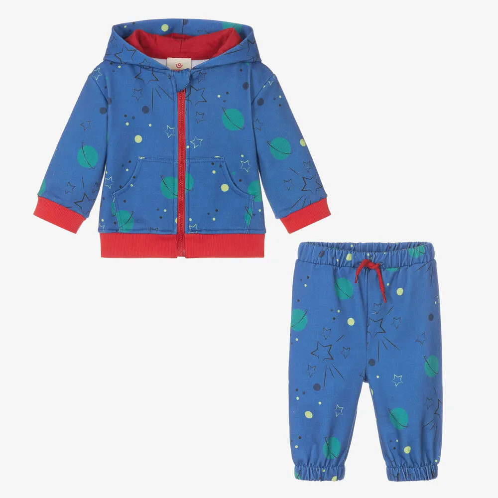 Blue Cotton Planet & Stars Baby Tracksuit