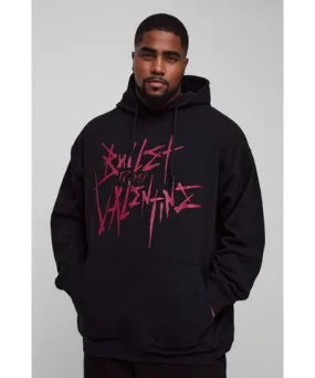 boohoo Mens Plus Oversized Bullet For My Valentine License Print Hoodie