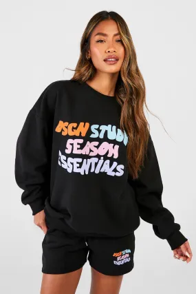 Bubble Slogan Sweatshirt Short Tracksuit