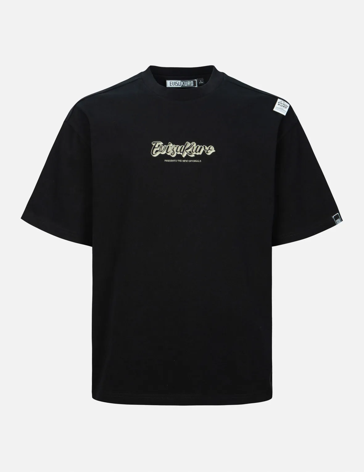 Calligraphy Shadow Logo Embroidery and Seagull Print Loose Fit T-shirt