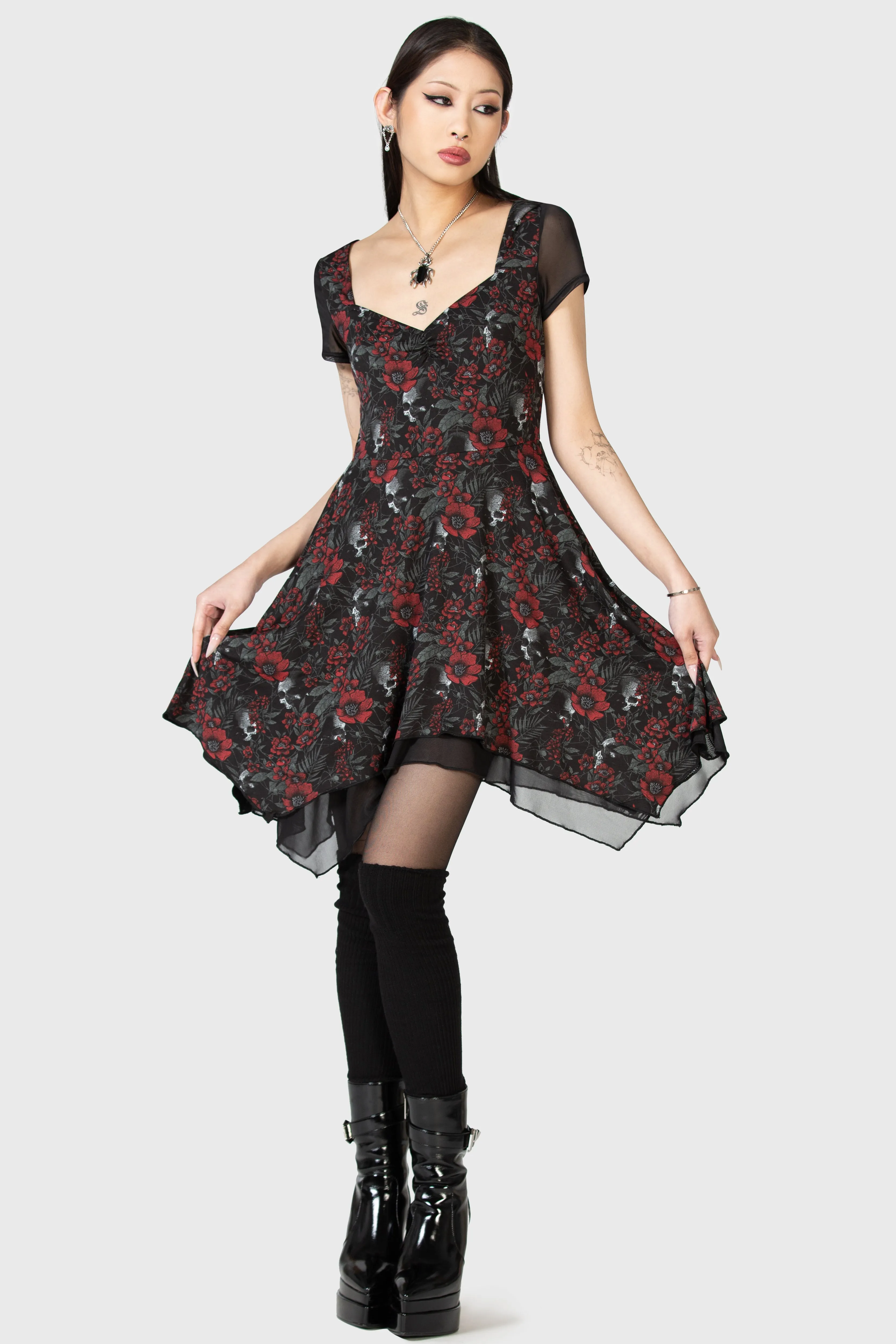 Crimson Decay Mini Dress