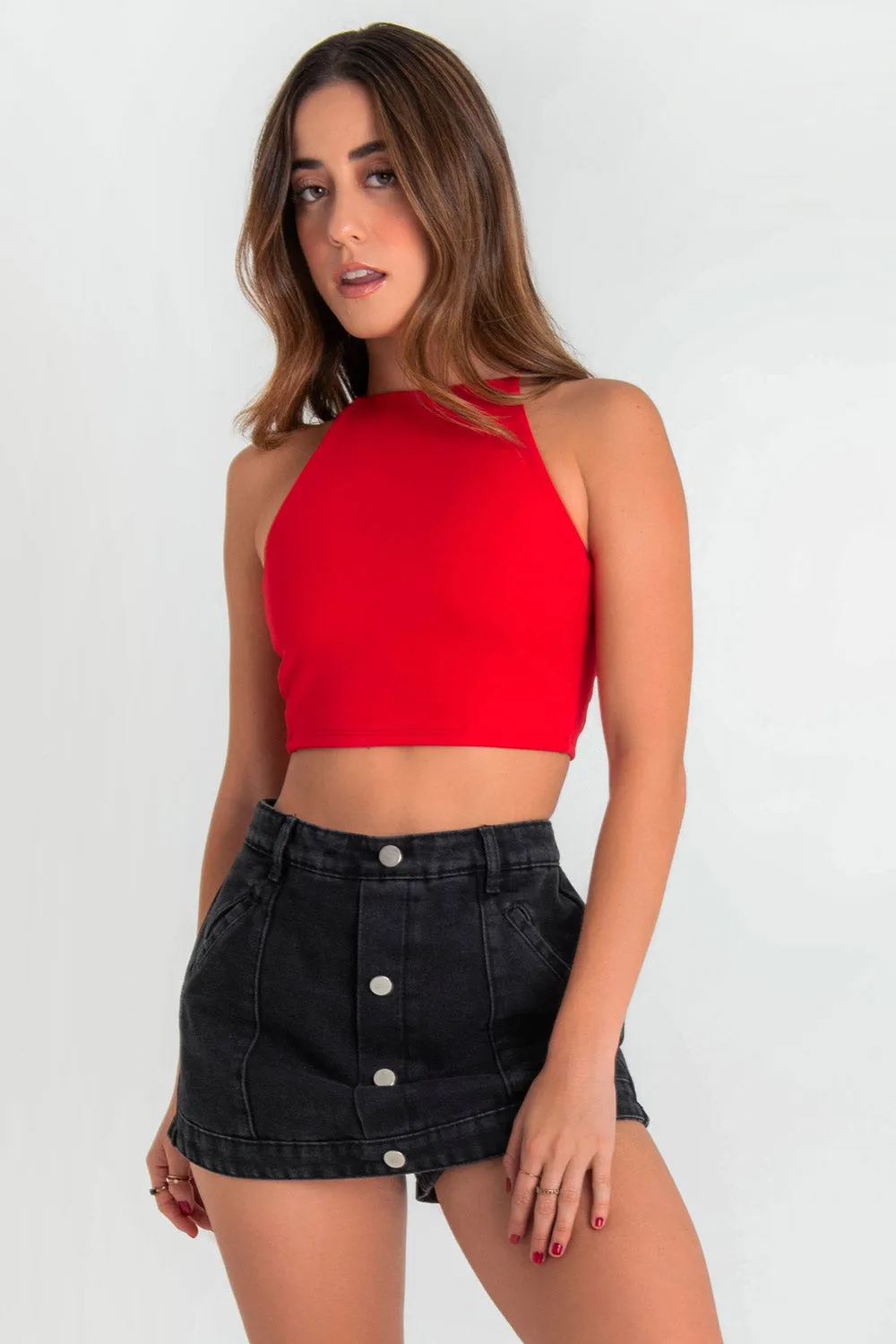 Crop top de tirantes cruzados escote espalda