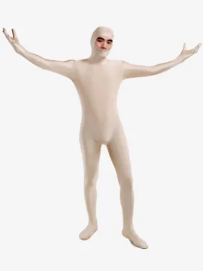 Ecru White Open Face Zentai Bodysuit Lycra Spandex Unisex Unicolor Costume Morphsuits Halloween