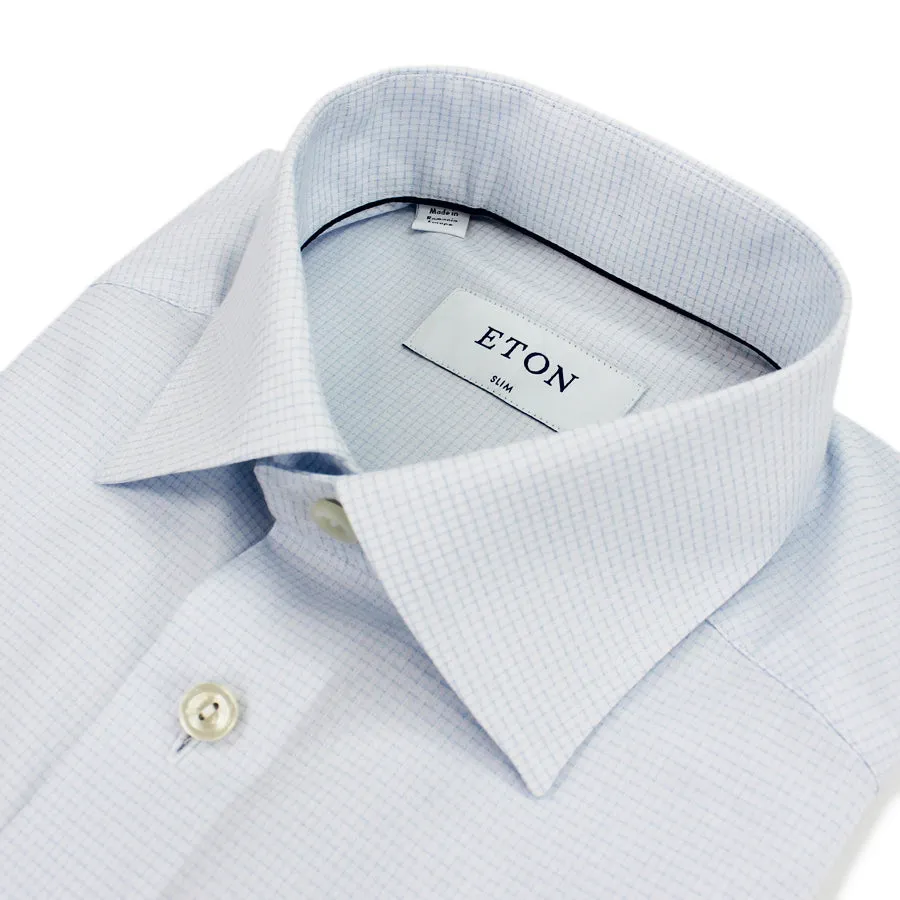 Eton - Slim Fit Patterned Shirt in Blue & White