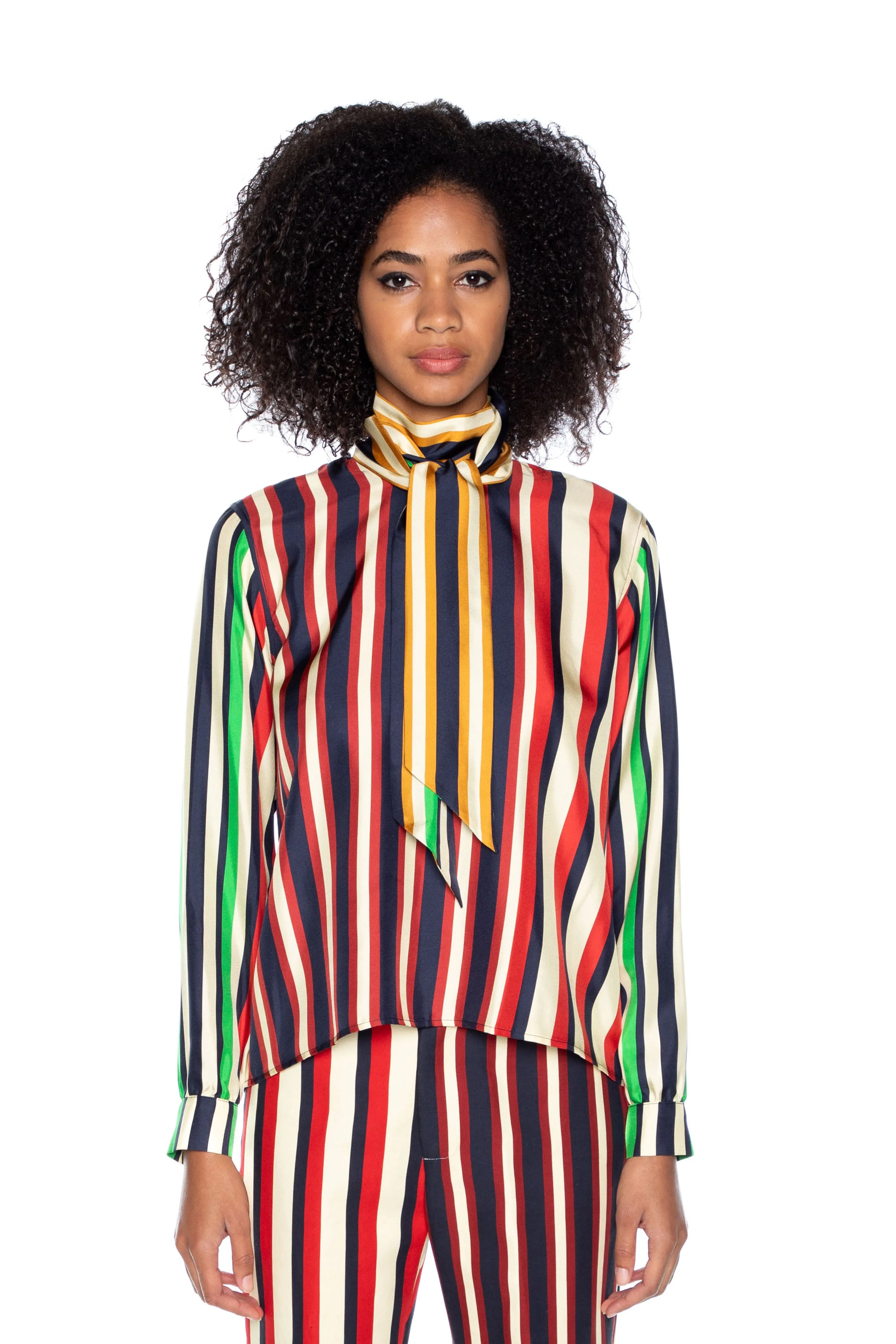 'ETON STRIPE' SLIM KEITH TIE BLOUSE