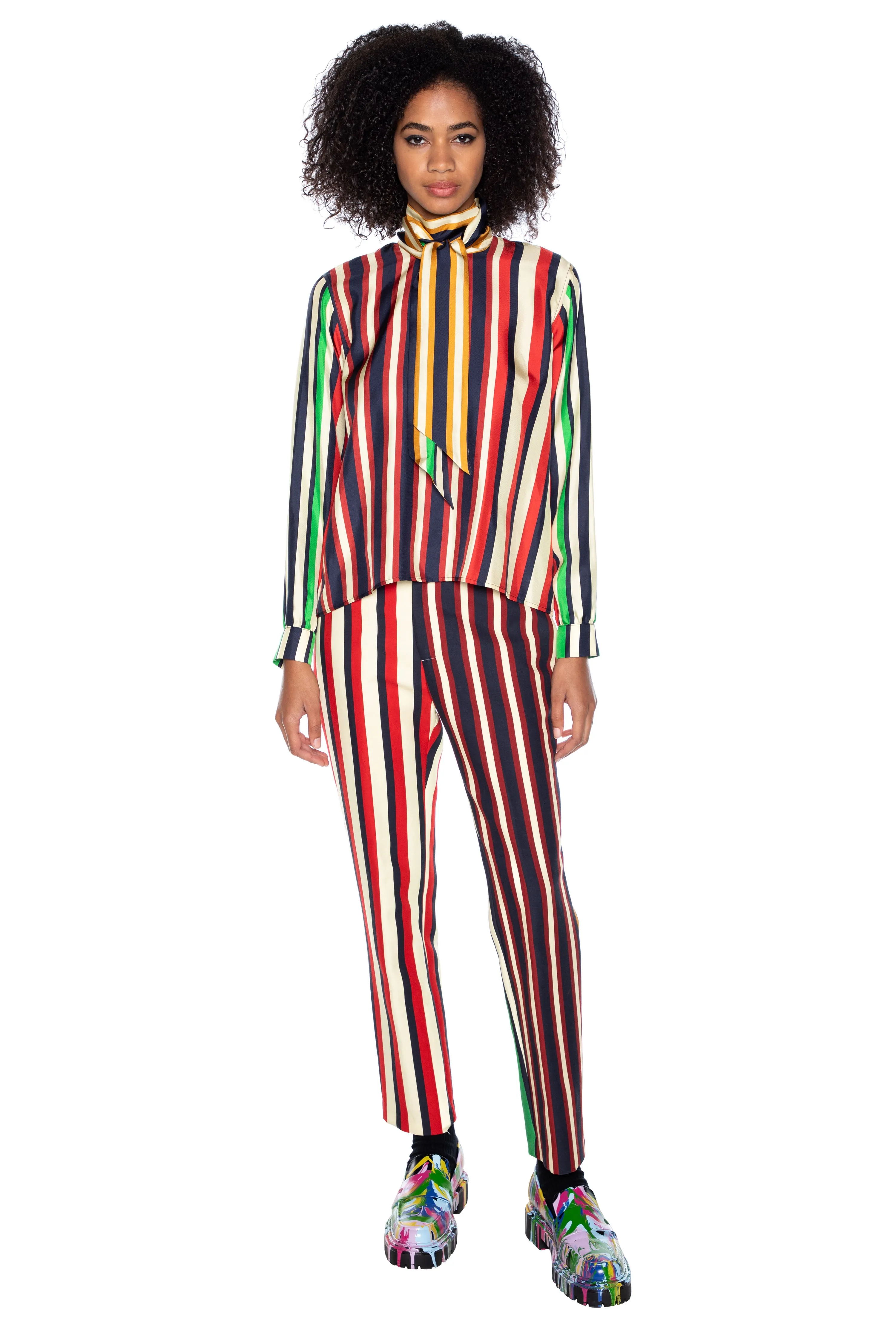 'ETON STRIPE' SLIM KEITH TIE BLOUSE