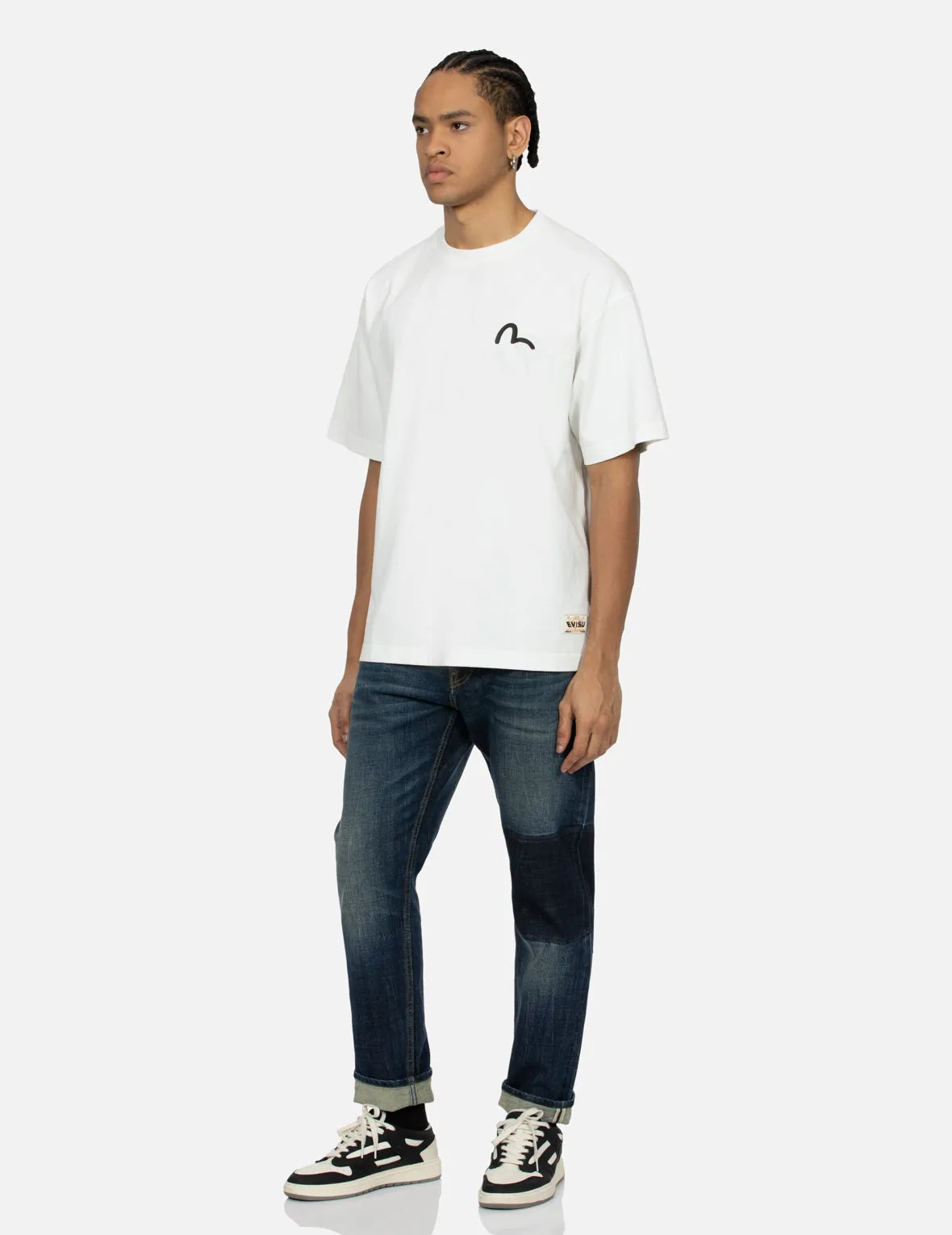 Foam Line Kamon and Seagull Daicock Print Loose Fit T-shirt