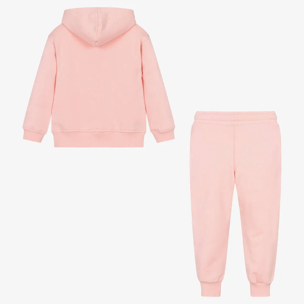 Girls Pink Cotton Ski Teddy Bear Tracksuit