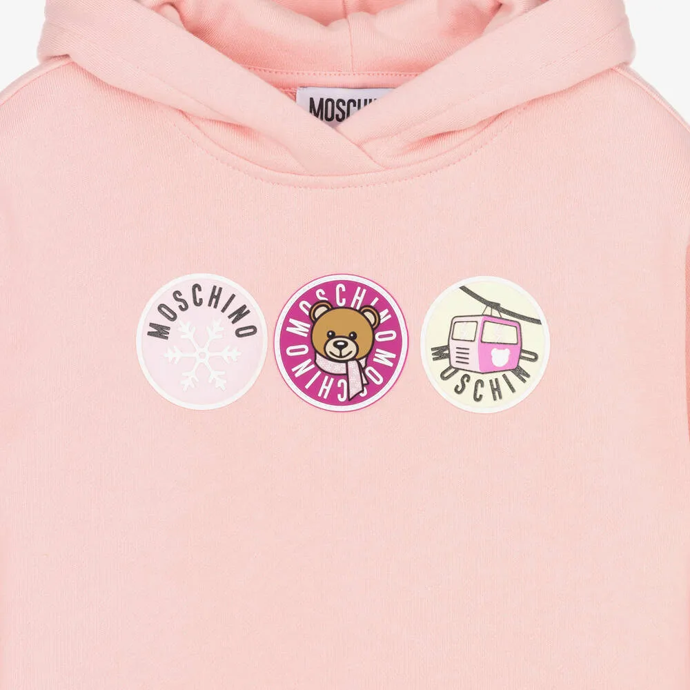 Girls Pink Cotton Ski Teddy Bear Tracksuit