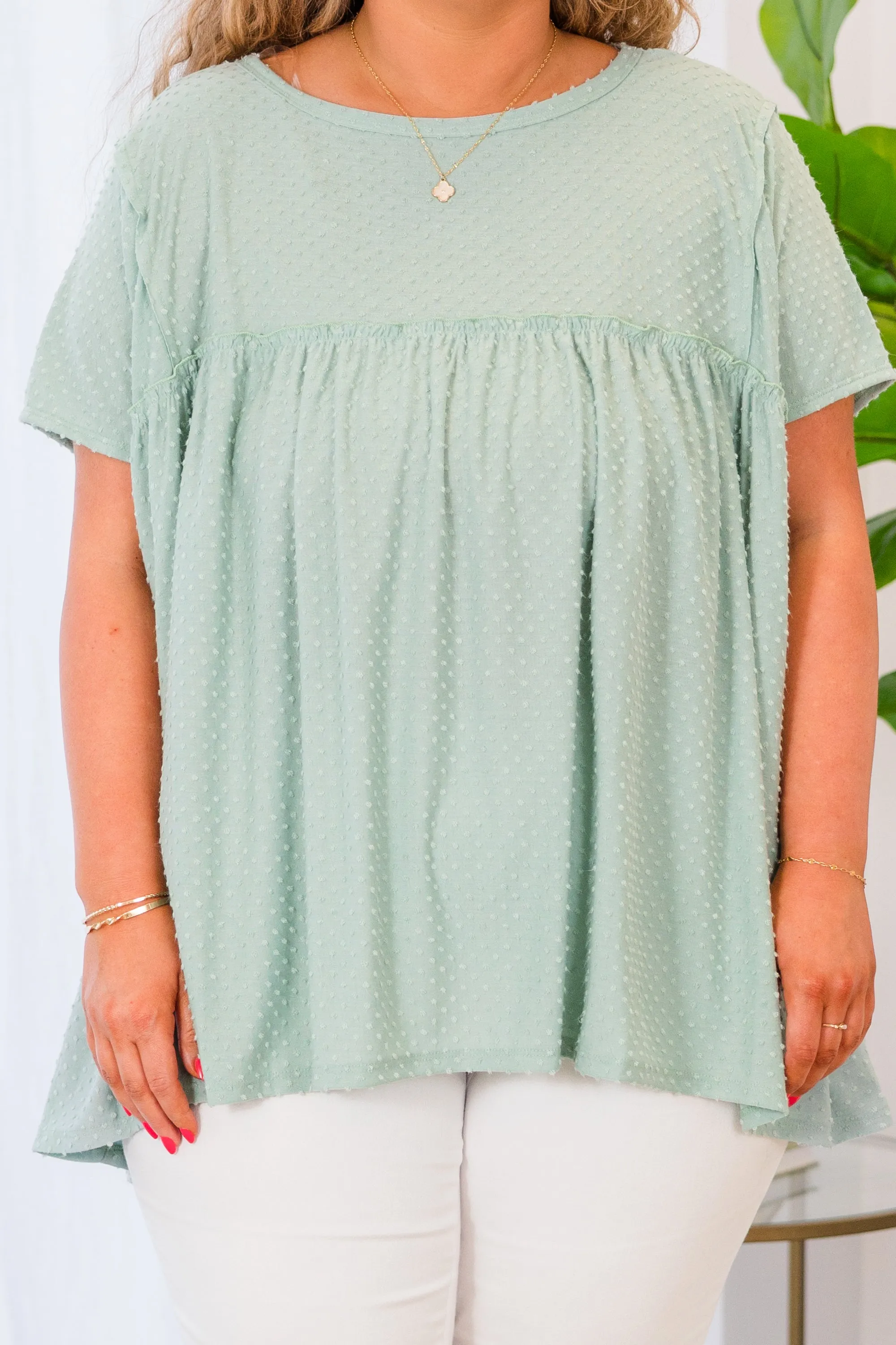 Let's Chat Today Top, Seafoam