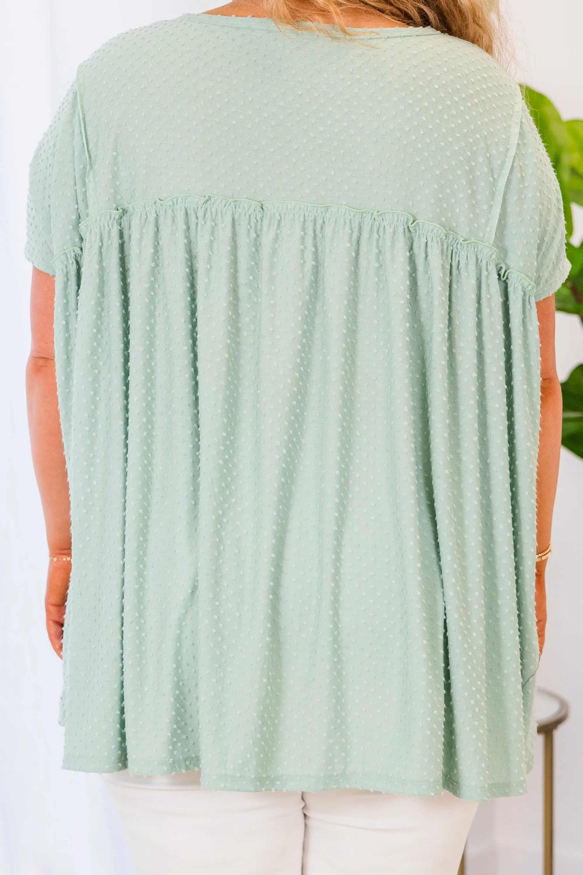 Let's Chat Today Top, Seafoam