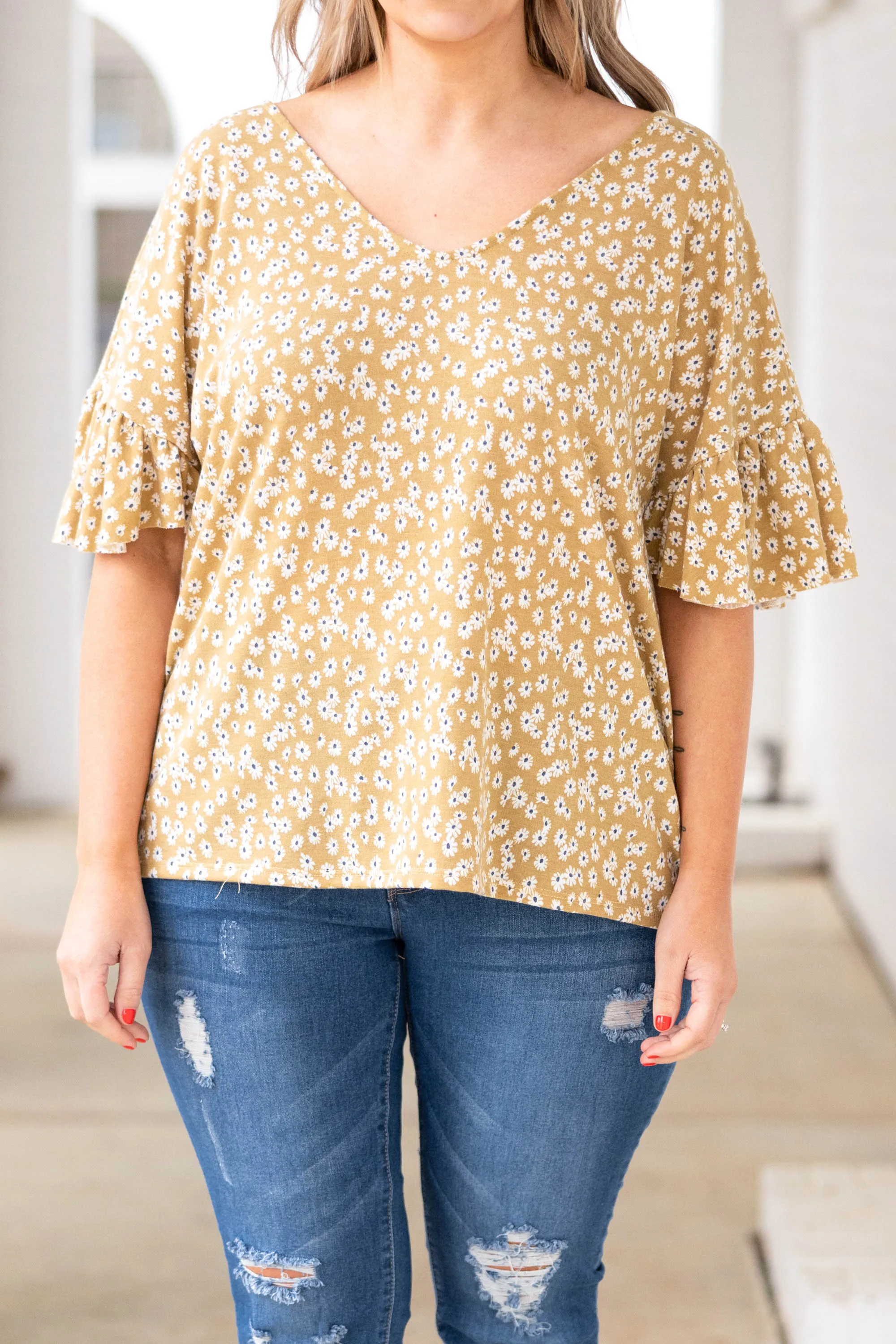 Like A Daisy Top, Mustard