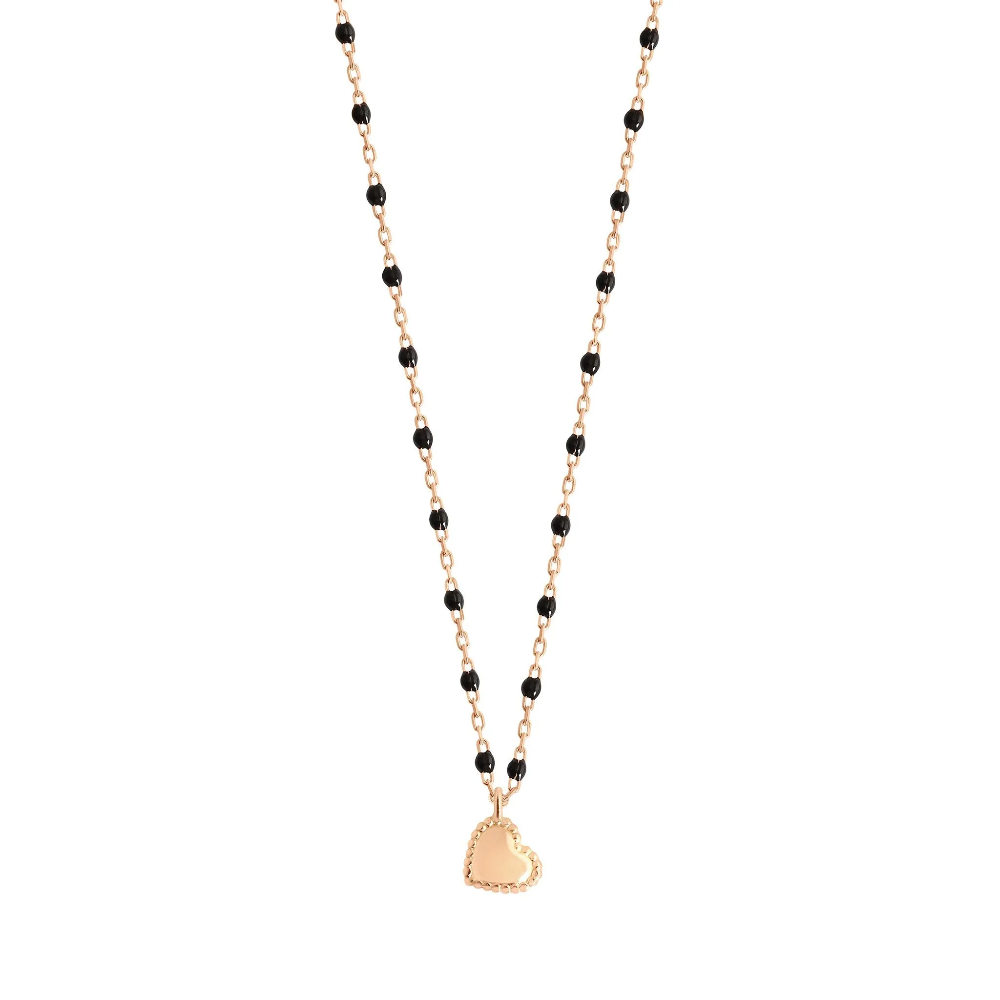 Lucky Heart Mini Gigi Black necklace, Rose Gold, 15.7