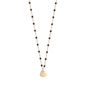 Lucky Heart Mini Gigi Black necklace, Rose Gold, 15.7