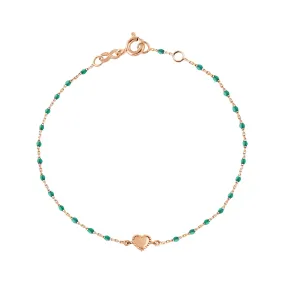 Lucky Heart Mini Gigi Emerald bracelet, Rose Gold, 6.7