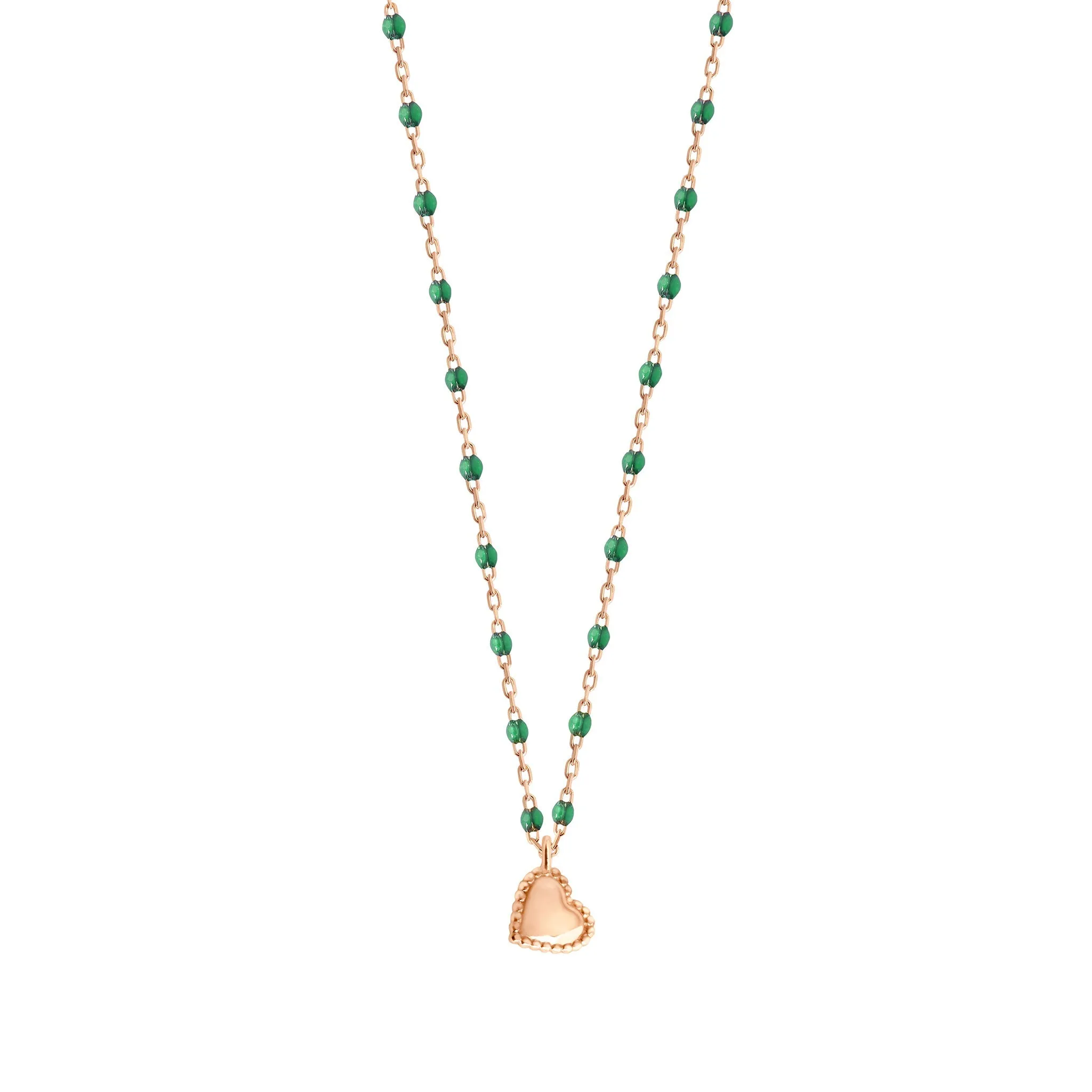 Lucky Heart Mini Gigi Emerald necklace, Rose Gold, 15.7