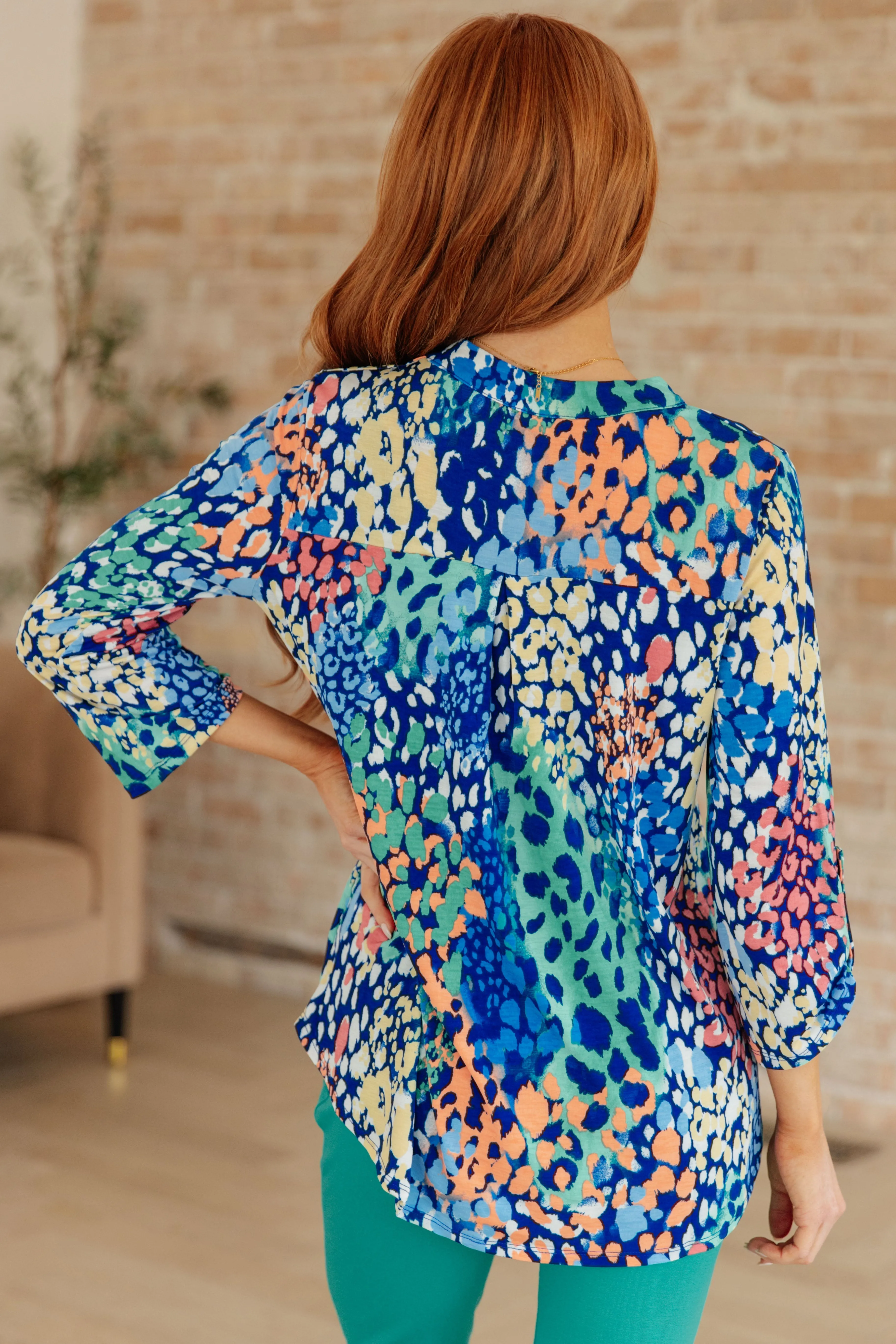 Lynn Top in Royal Abstract